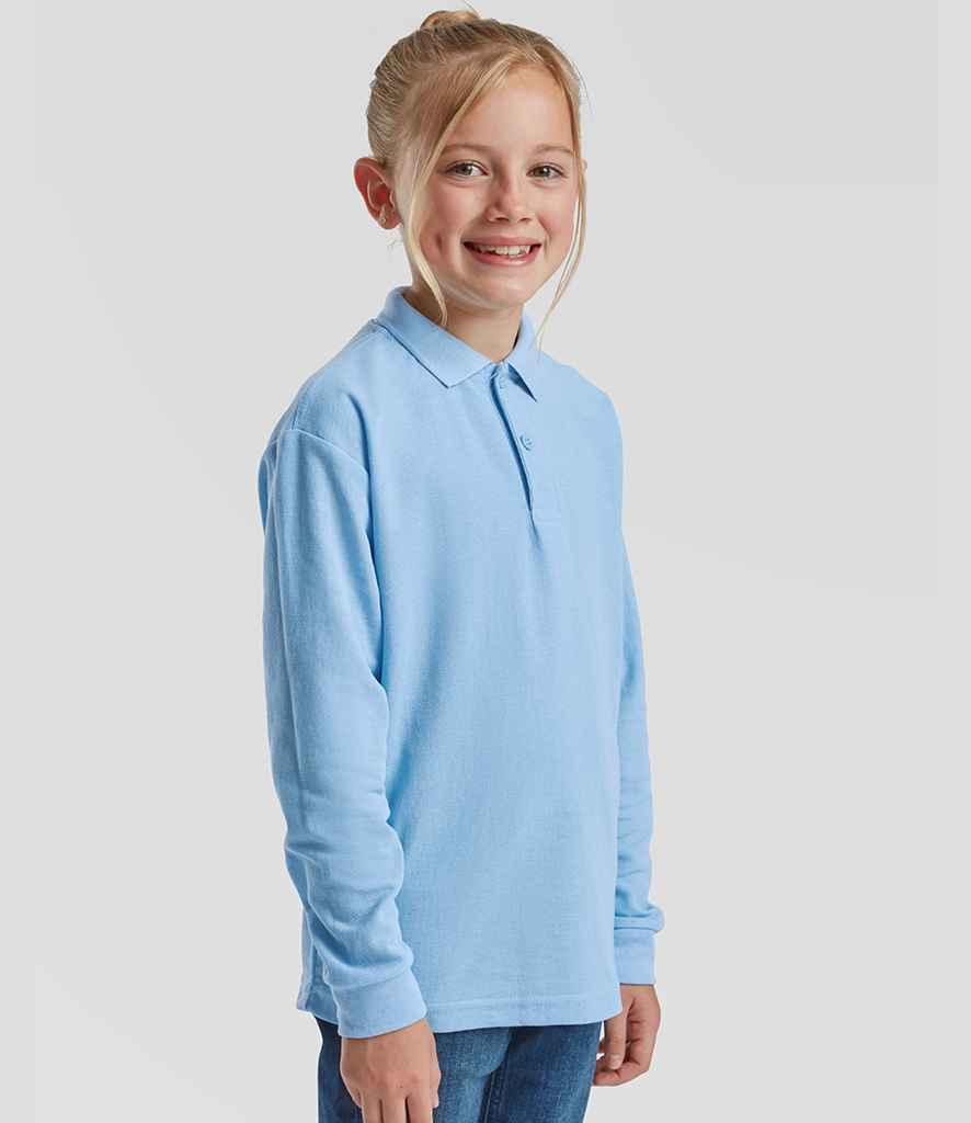 Fruit of the Loom Kids Long Sleeve Poly/Cotton Piqué Polo Shirt